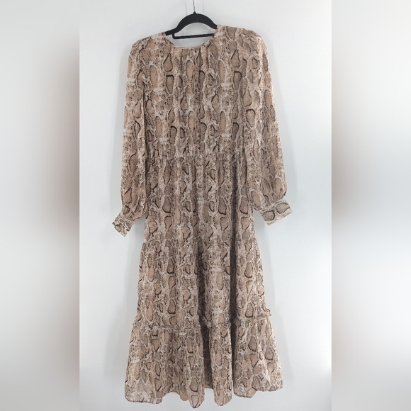 Walter Baker Animal Print Snake Tiered Maxi Dress Size L - Picture 1 of 6